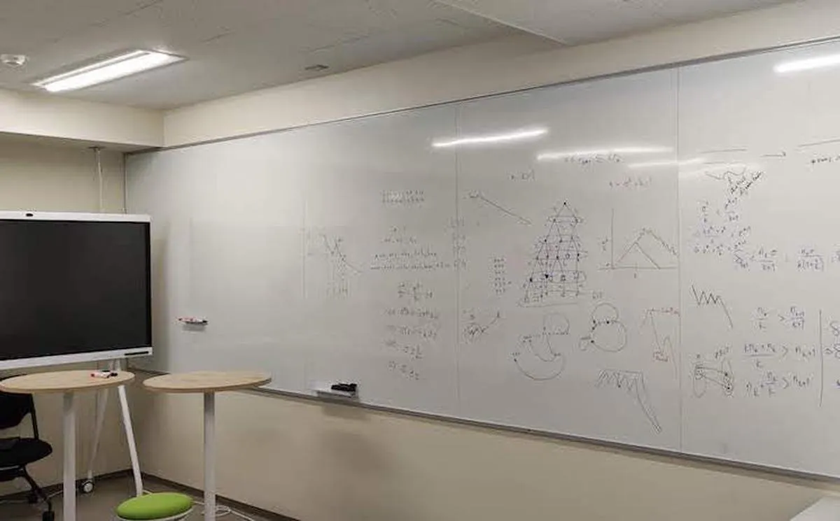 The lab's whiteboard